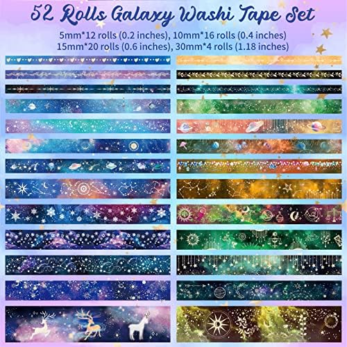 52 Rolls Gold & Silver Foil Washi Tape Set for Journaling & Scrapbooking