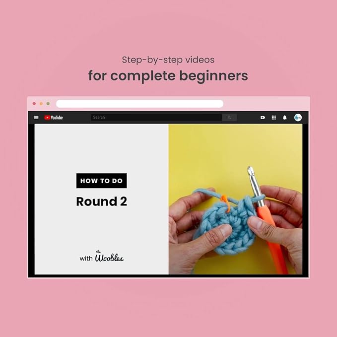 The Woobles Crochet Kit for Beginners (Fred the Dinosaur) | As seen on Shark Tank, Kit includes: Easy Peasy Yarn, pre-started piece, hook, safety eyes, stuffing, video tutorials