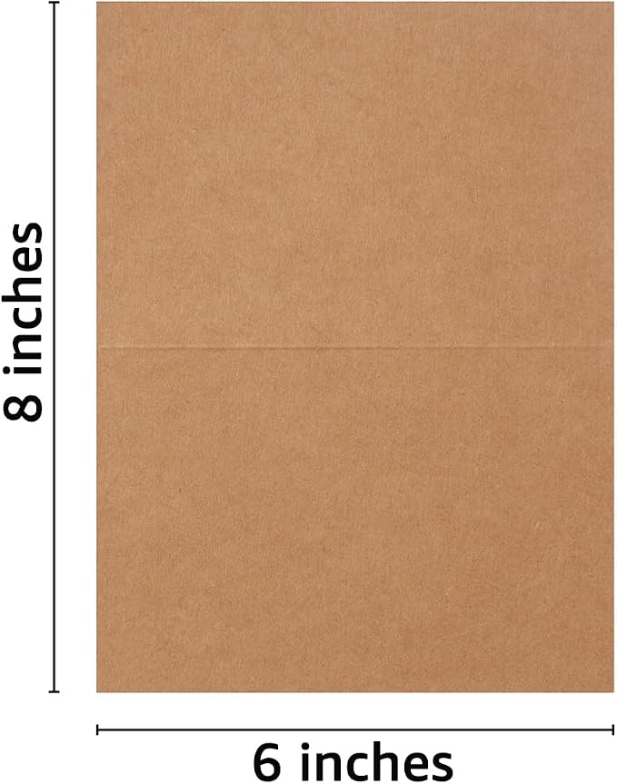 50 Pack Blank Folded Cardstock Cards, Brown, 4x6