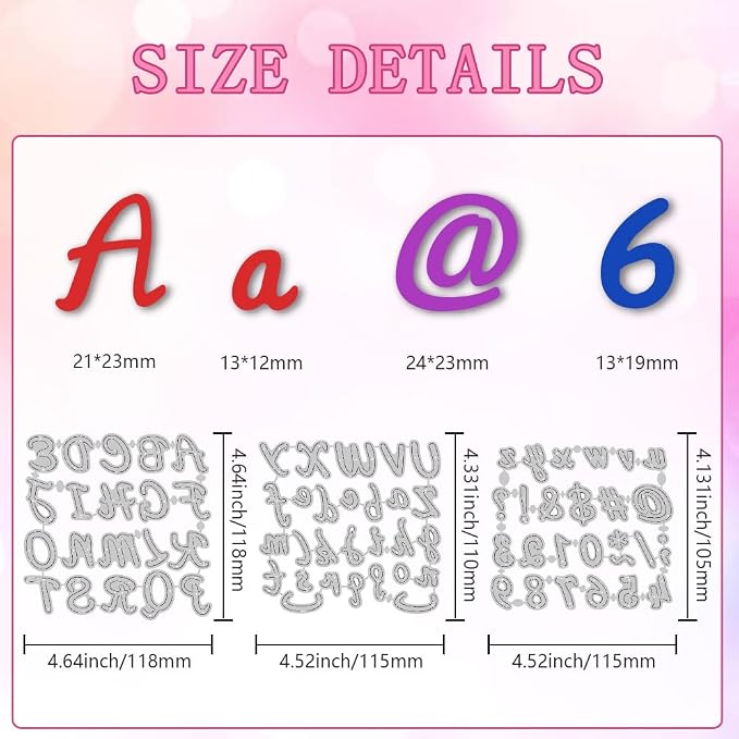 74pcs Alphabet A~Z Cutting Dies 26 Letters Card Making Die Cut Number Words Carbon Steel Die Cuts Stencils Card Scrapbooking Embossing Template Dies for DIY Craft Album Birthday Gift Decor