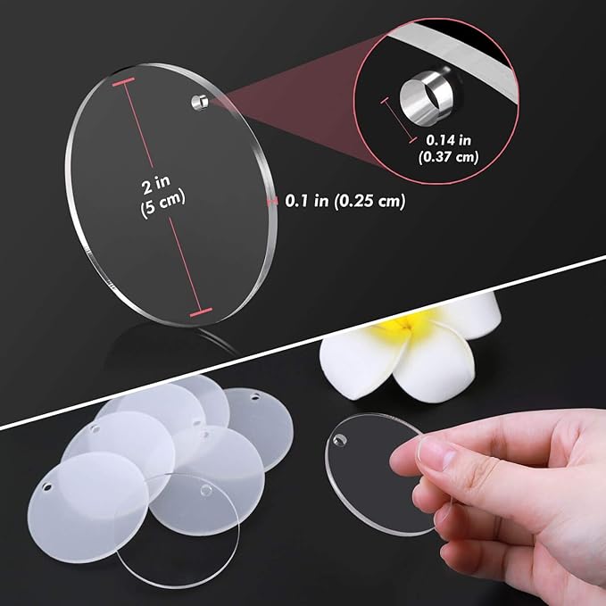 Acrylic Keychain Blanks, Audab 50pcs Clear Keychains for Vinyl, Transparent Circle Discs Blanks Bulk DIY Keychain, Crafting and Vinyl Projects