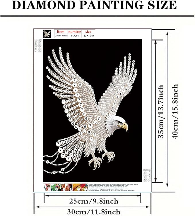 Morudeor Eagle Diamond Art Pearl Painting Kits for Adults,Special Shape Diamond Art Kits for Animal Birds, DIY 3D Plastic Pearl Painting Kit for Home Decoration 12 × 16 inch