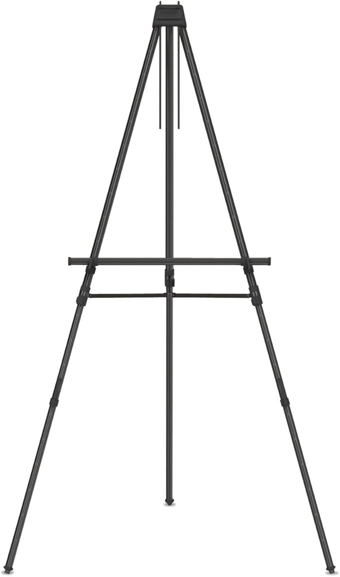 Quartet Easel, Aluminum, Heavy-Duty, Telescoping, 66" Max. Height, Supports 45 Lbs, Black (56EX)