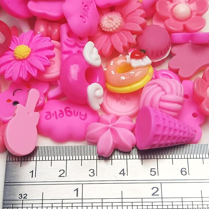 Chenkou Craft 50pcs Lots Mix Assorted Fuschia Craft DIY Flatbacks Resin Flat Back Buttons Scrapbooking (Fuschia)
