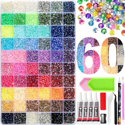 Bedazzling Kit 60000Pcs 60 Colors Jelly Resin Rhinestones