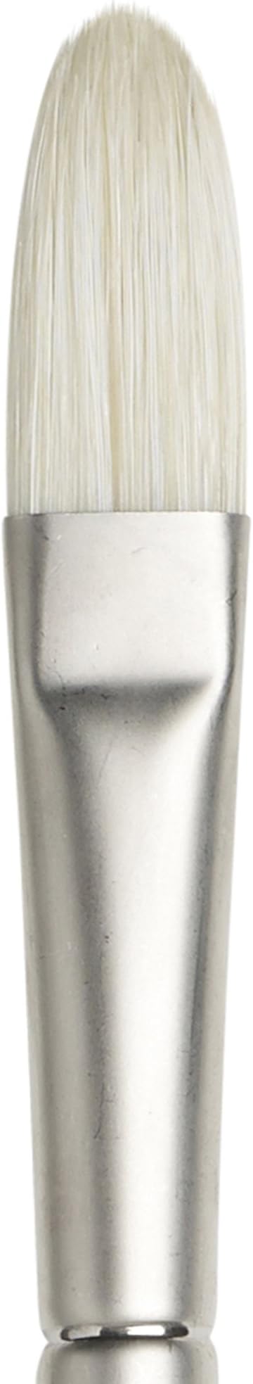 Winsor & Newton Artists' Oil Hog Paint Brush, Long Handle Size 7, Filbert | Handcrafted with interlocked Chungking bristles; Have spring, stiff, & flagged allowing large amounts of colour to be carried