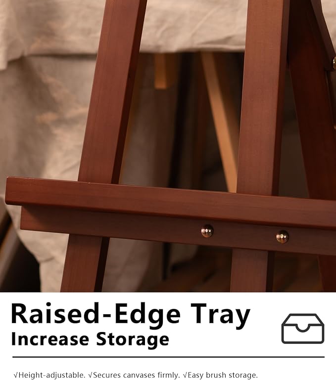 DJAR Wooden Painting Art Easel Stand for Adults, Tool-Less Assembly, Walnut | Adjustable Floor Stand Holds Canvases up to 39", Premium Wood Display Easel, Perfect for Artists and Beginners