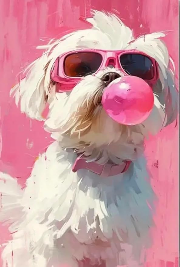 FunLynJoy Paint by Numbers for Adults Beginner, Funny Animals Paint by Numbers Funny Pet 16 x 20 Inch (Dog-04)