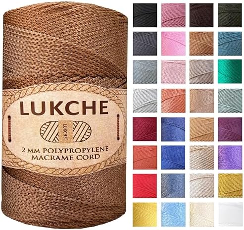Polyester Macrame Cord 2mm x 251 Yards, 100% Polypropylene Premium Macrame Rope, Colorful Yarn Crochet Macrame Bag Craft for Wall Hangers, Bags, Bottom Plates, Carpets (Cooper) 1, 2MM-MCRM
