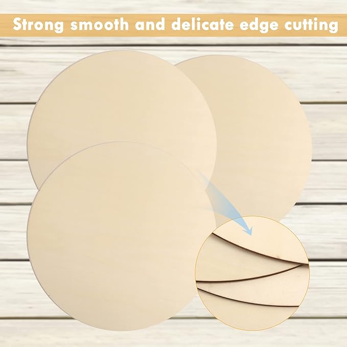 5Pcs 14 Inch Wood Circles for Crafts, Unfinished Blank Wooden Rounds Slice Wooden Cutouts for DIY Crafts, Door Hanger,Wood Buring, Painting