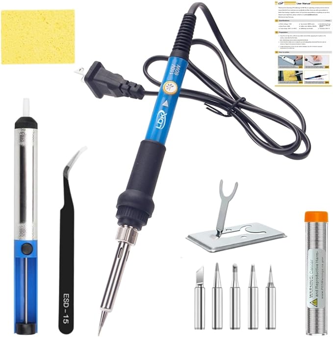 LDK Soldering Iron Kit Electronics, 60W 110V [Upgraded] Soldering Kit