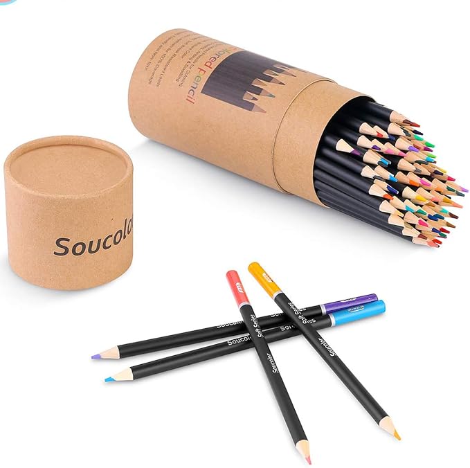 Soucolor 72 Colored Pencils Set - Art Color Pencils for Adult Coloring Book | 72 Vibrant Oil-Based Colors, Soft Blendable leads, Smooth Laydown, Break-Resistant,— Coloring Books, Sketching, Adults.