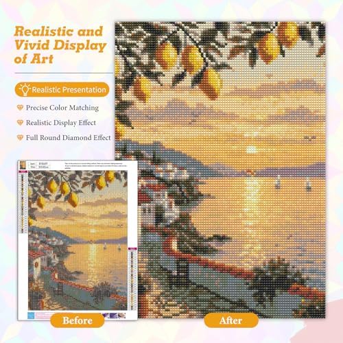 Lemon Tree Diamond Art Kits for Adults Beginners 12x16 in, DIY Craft Gift