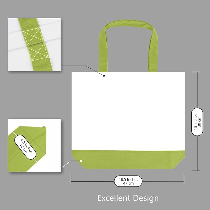 TOPDesign 3-Pack Super Strong Large 12oz Cotton Canvas Tote Bags, Reusable Grocery Shopping Cloth Bags, Fashionable Two-Tone Totes for Crafts, DIY Your Creative Designs