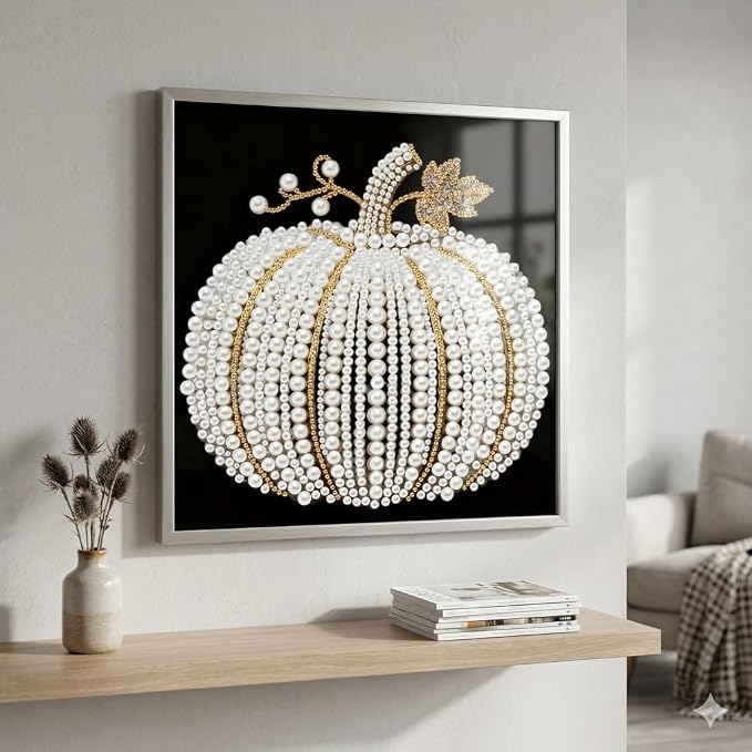 Morudeor Diamond Art Pearl Painting Kits for Adults,Special Shape Diamond Art Kits for Pumpkin, DIY 3D Plastic Pearl Painting Kit for Home Decoration 12 × 12 inch