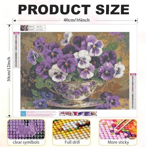 Diamond Art Kits for Adults, Purple Flower 5D Diamond Painting for Adults