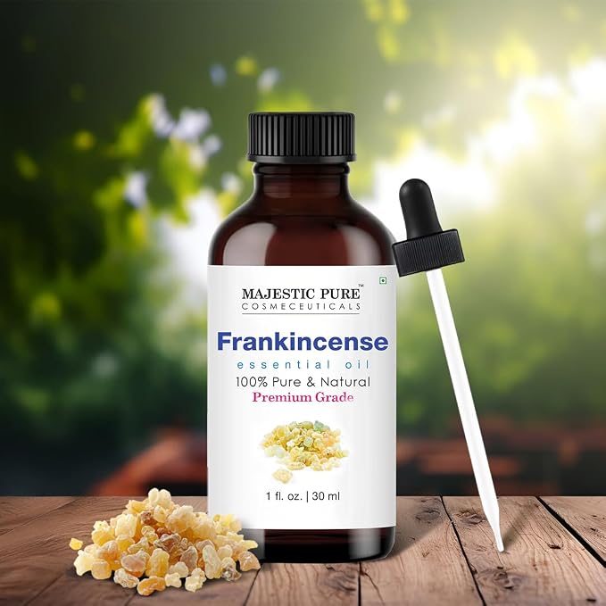 Majestic Pure Essential Oil with Glass Dropper - 100% Pure and Natural - Essential Oils for Diffuser, Aromatherapy, Soap and Candle Making, Frankincense Essential Oil, Frankincense Oil, 1 Fl Oz