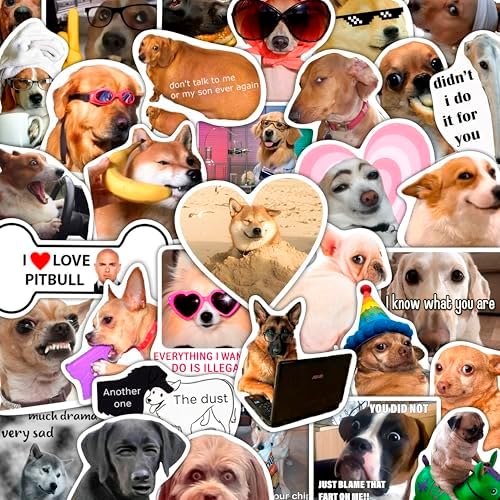 100Pcs Dog Meme Stickers for Water Bottle, Laptop - Funny Dog Stickers, Gifts - Meme Party Supplies - Gift for Women & Men