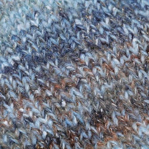 Artisanal Yarn Collection Multifiber Fancy Yarn for Knitting Crocheting Crafts DIY, Set of 3 Rolls(097 Misty Blue Sea Sand)
