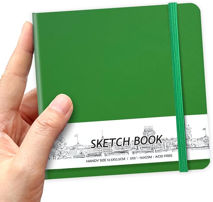 5" x 5" Hardcover Sketch Book,58 Sheets Small Mixed Media Pocket Sketch Pad