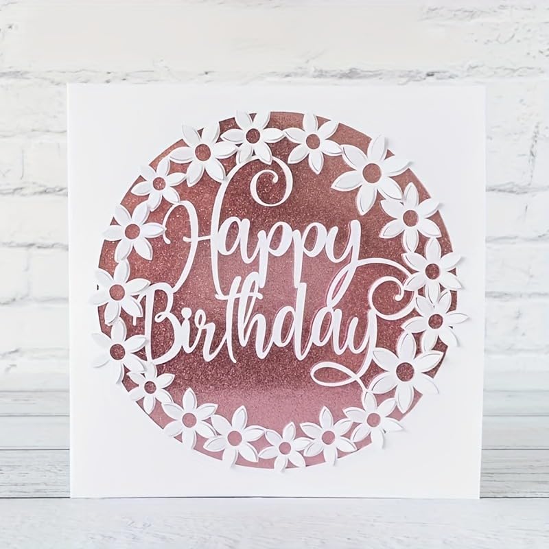 Lapoo Words Cutting Die for Scrapbooking - Durable, Cut Stencils for DIY Scrapbook Photo Album Decorative Paper Card, Card Making Supplies Party Wedding Decorations (Happy Birthday 4.1 x 4 in)