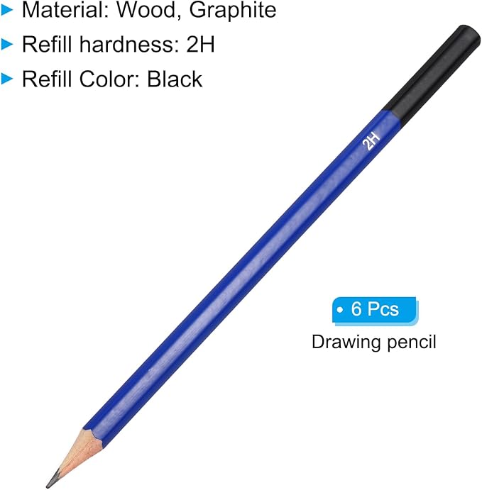 PATIKIL 2H Drawing Pencils, 6PCS Sketch Pencils for Drawing, Art, Design, Classroom, Office, Home, Gifts