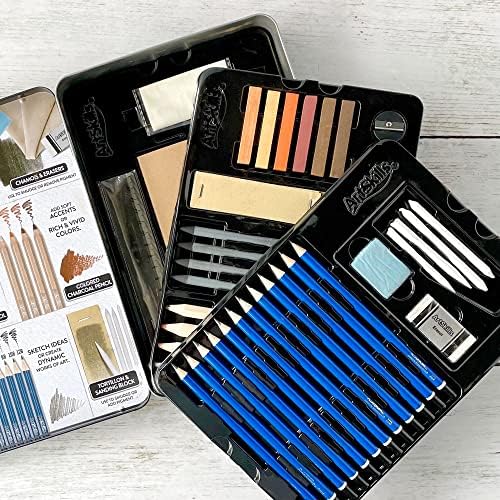ArtSkills Sketch Kit, Art Sets for Adults with Pencil Set and Charcoal Art Supplies, Shading Pencils for Sketching, Charcoal for Drawing, Professional Drawing Pencils, 39 Pc
