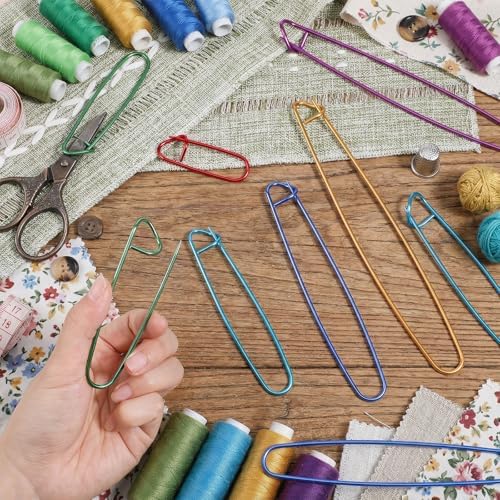HJZHII 12Pcs Knitting Stitch Holder, 6 Sizes Colorful Crochet Stitch Holder