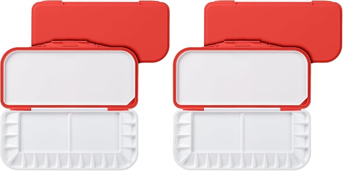 Mr. Pen- Airtight Watercolor Palette with Lid, 18 Wells & 2 Mixing Areas (Pack of 2)