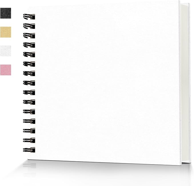 popotop 8x8 Inch Scrapbook Photo Album, 60 Page Decorative Kraft Paper Book for 4x6 Pictures, DIY Memory Photo Albums as Gifts for Wedding Baby Christmas School Family