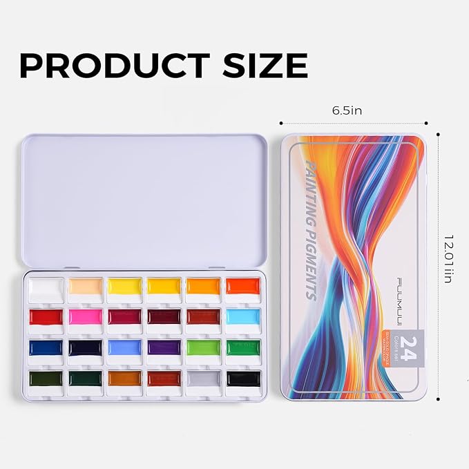 Fuumuui CREAMORA Watercolor Paint Set 24 Color Opaque Semi-Solid High-Saturation Paint | Art Supplies with Strong Coverage and Rich Pigments for Artists Beginner Painters Amateur Hobbyists Painting