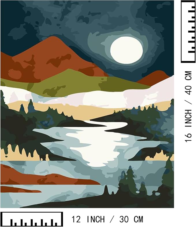 BAISITE Paint by Numbers Kit for Adults Beginners,12" Wx16 L 2 Pack Canvas for Painting Kits for Adults in Colorful Box 6970 Already Framed