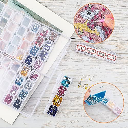 Ecurfu 56 Slots Diamond Painting Storage Containers, 56 Girds 1 Pack, Bead Storage Containers, Diamond Art Organizer Box, Diamond Painting Accessories, Embroidery Storage with Label Stickers