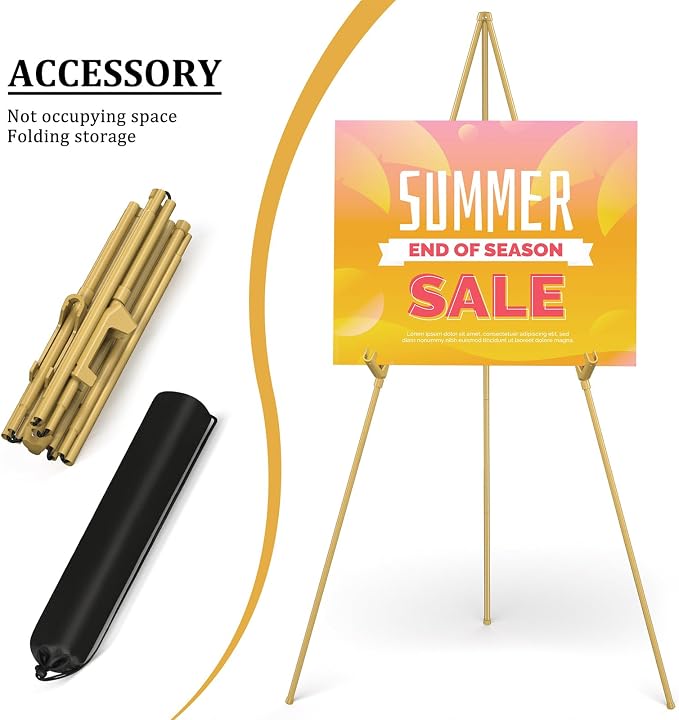 Display Easel Stand for Wedding Sign, Tripod Collapsible Portable Easel