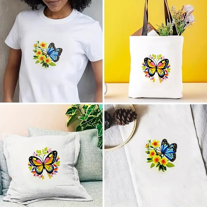 Zhenqing Butterfly Embroidery Kit 11.4x11.4 Inch - Complete Embroidery Set with Fabric, Threads, Needles & Hoop - Beginner-Friendly DIY Craft Kit for Adults (C0041)