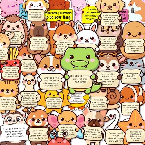 200PCS Emotional Support Animal Stickers by Puraesla– Affirmation Sticker Pack for Adults or Kids Cute Inspirational Buddies for Water Bottles, Laptops, Phones, Positive Quote Vinyl