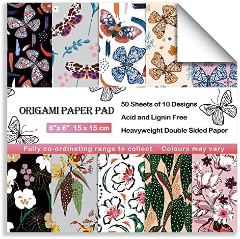 Origami Paper 6x6" Double Sided 50 Sheets 10 Colors Origami Kit,Craft Paper