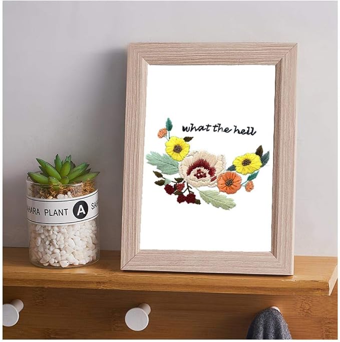 Louise Maelys Floral Embroidery Kit for Beginners Saying DIY Craft | Cross Stitch Kits with Floral Saying Design, Includes Hoop, Threads and Needles. Needlepoint Kit for Adults DIY Crafts