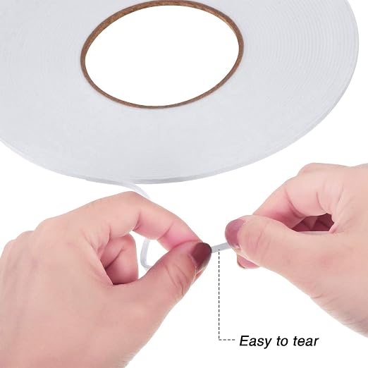 Tatuo 2 Rolls Double Sided Foam Tape for Mounting,1/8 Inch by 50 Feet,White