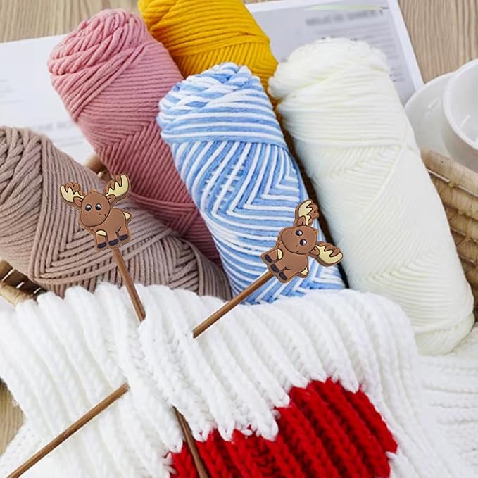 10 Pack Colorful Deer Knitting Needle Stoppers Knitting Needles Point Protectors Silicone Needle Point Protectors Knitting Accessories and Supplies Knitting Tools