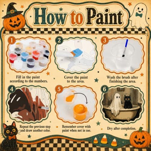Halloween Paint by Numbers Kit for Adults Framed with Easel, 8x12 in