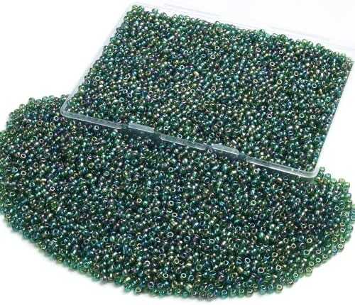 ZHIYUXI 3000Pcs 4mm Dark Green Glass Seed Beads for Jewelry Making