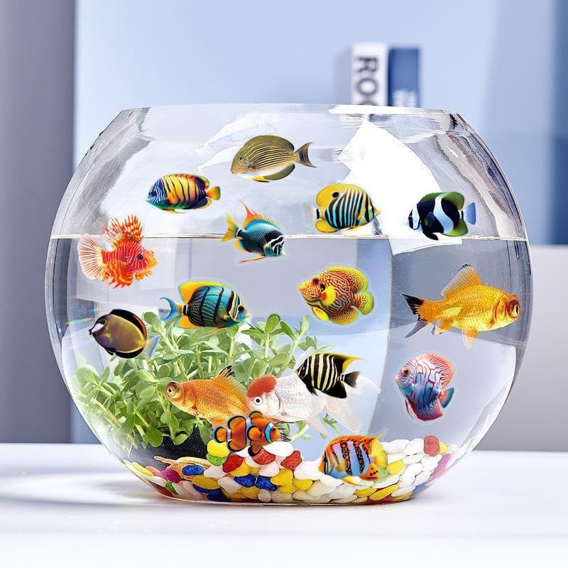 100PCS PET Marine Life Ocean Fish Stickers,Waterproof Transparent Tropical Fish Decals for Laptop, Luggage, Skateboard, Phone, Fridge, Trendy Stickers for Teens, Adults, Boys and Girls (100-fish)