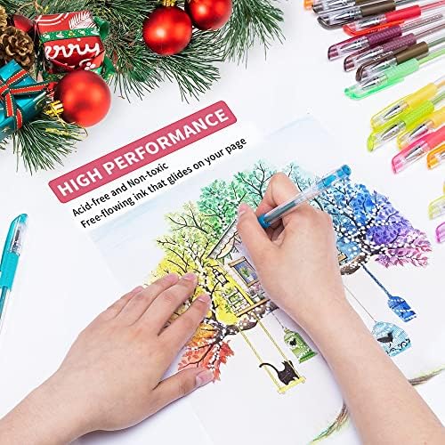 Aen Art Glitter Gel Pens, 100 Color Glitter Pen Set for Coloring Books