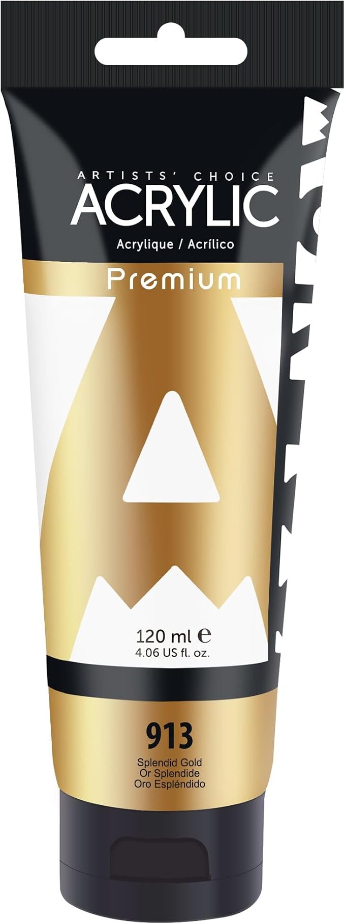 AUREUO Splendid Gold Acrylic Paint, 4 Fl Oz / 120ml Single Tube, Metallic Gold Craft Paints for Canvas, Rocks, Wood, Ceramic, Fabric - Art Supplies for Beginners, Professionals, Artists