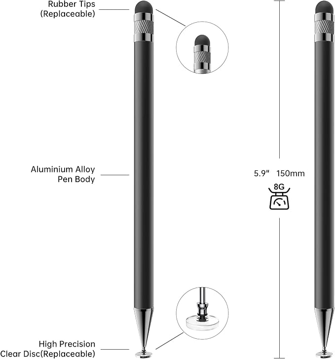Bopomofo Stylus(10 Pcs),2-in-1 Stylus Pen for Touchscreen,Stylus Pen | Metal Barrel,Suitable for Apple(iPhone/ipad)/Nintendo Switch/Samsung/Google/Microsoft/Android Tablets Touch Screen Devices