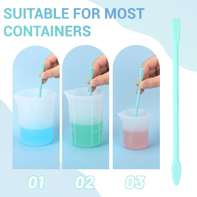Gartful 9PCS Large Silicone Stir Sticks, Reusable Epoxy Resin Mixing Sticks, Non-Stick Craft Stirring Rods for Paint Mixing, Glitter Tumblers, Liquid Art Supplies, DIY Crafts Tools, Turquoise