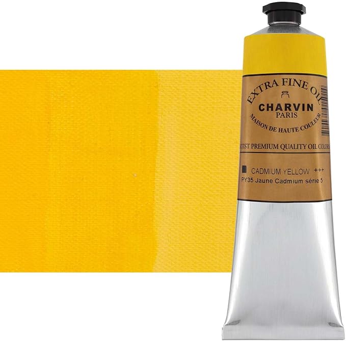 Charvin Extra Fine Oil Paint, Cadmium Yellow Medium 150 mL - Triple-Milled, Rich Texture, Poppy Oil-Based, Light-Fast, Handmade, Archival Quality