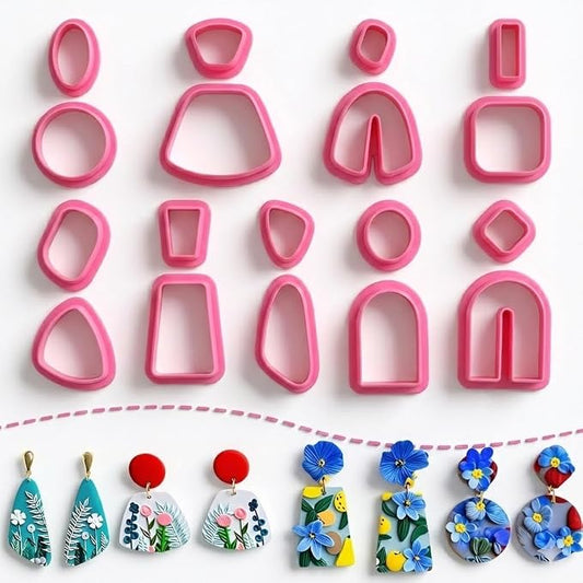 18 pcs Polymer Clay Cutters, Clay Cutters for Polymer Clay Jewelry, Basic Polymer Clay Cutters, Clay Earrings Cutters，Comfortable Earring Cutter，Christmas Tools 3D Printer Spring mom cortadores