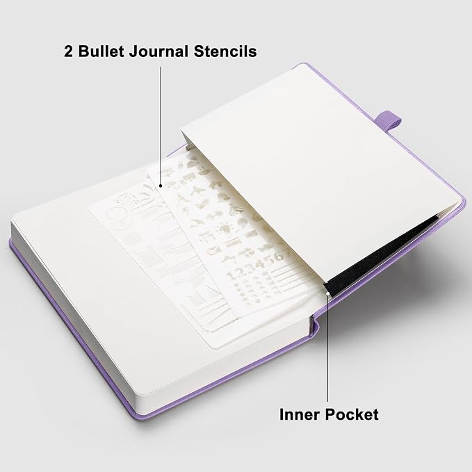 RETTACY Blank Journal Notebook, 192 Pages, A5 Medium Size (5.7'' x 8.3'') | Leather Hardcover, 100 GSM Thick Paper, for Sketching, Drawing, Painting (Purple)
